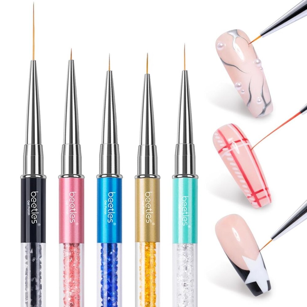 Nail Art Liner Brushes 5Pcs Painting Art Design Pen Set Diamond Application Rhin